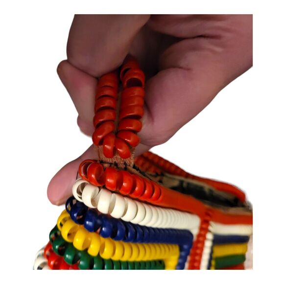 Vintage 1940s Telephone Phone Cord Rainbow Purse Handbag  7"×5" *READ* - Picture 8 of 10